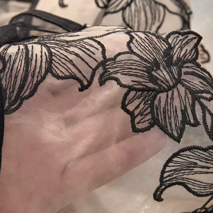 Elegant Black Sexy Nighty Underwire Bra Underwear Set Party Club Night Women Chef Ultrathin Underwear set