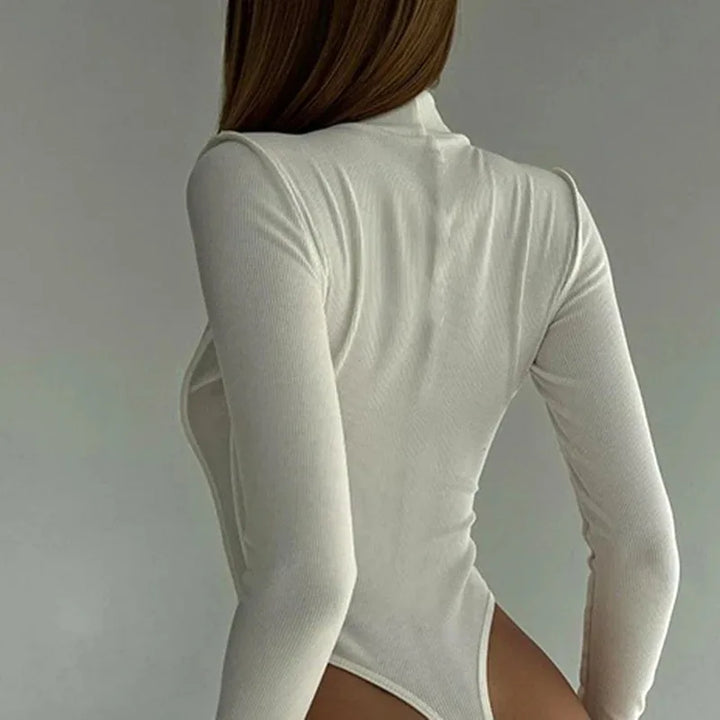 Y2K Europe and America's top women's fashion sexy jumpsuit long sleeve leisure slim solid color jumpsuit body top women's suit c