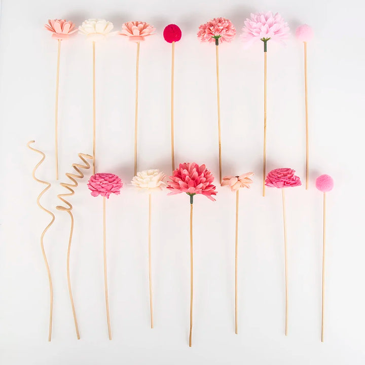 NEW 15PCS Pink Series Flower Rattan Sticks Fireless Fragrances Reed Diffuser Stick Diy Ornaments Home Decor