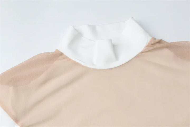 Huhugirl Mesh See Through Skinny Sexy Bodysuits Women Fashion Patchwork Long Sleeve Sheath Rompers Female Jumpsuits Tops Tees