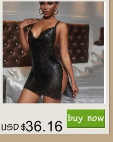 Sexy see through Chain Sequin summer dress women backless mini birthday party dress night club outfits evening dresses vestidos