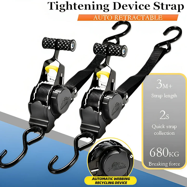 Auto Straps For Cargo Tape Retractable Belts For Motorcycles Ratchet Strap For Load Luggage Strap Ratchet Tensioner Belt For Car
