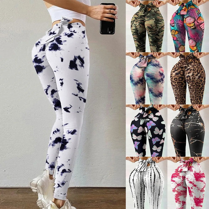 Peach Hip Lifting Sports Fitness Bow Yoga Leggings Internet Celebrity European and American Fashion Women Casual Leggings