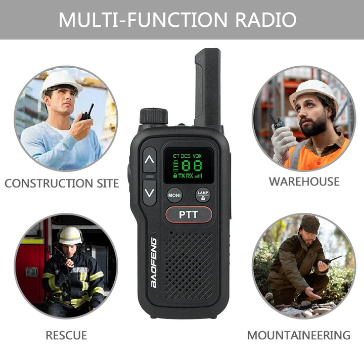 BF-T18 Baofeng Mini Walkie Talkie UHF 400-470MHz USB Charge Portable Two Way Radio 2 PTT Button 16 Channels Long Range Ham Radio