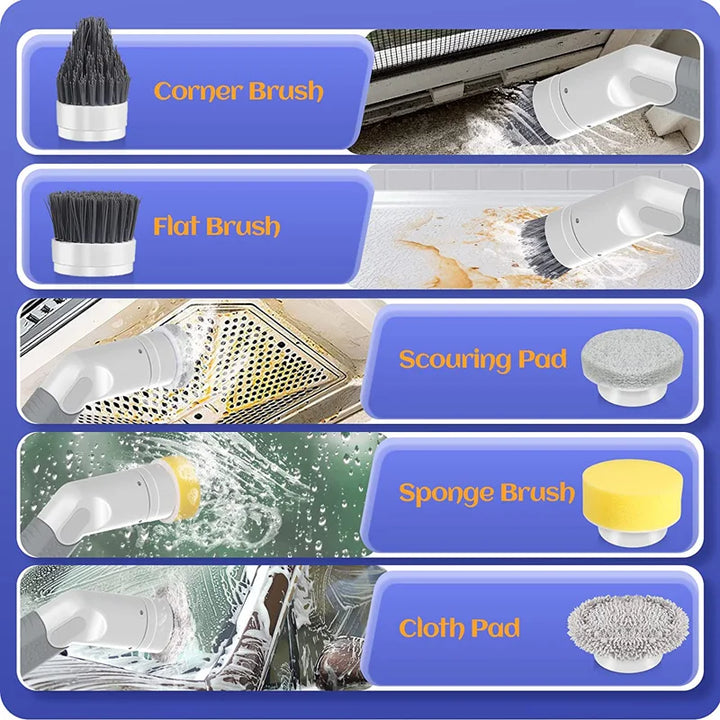 Xiaomi Electric Spin Scrubber Wireless Power Scrubber Cleaning Brush with 4 Brush Heads for Bathroom Shower Bathtub Kitchen Stov
