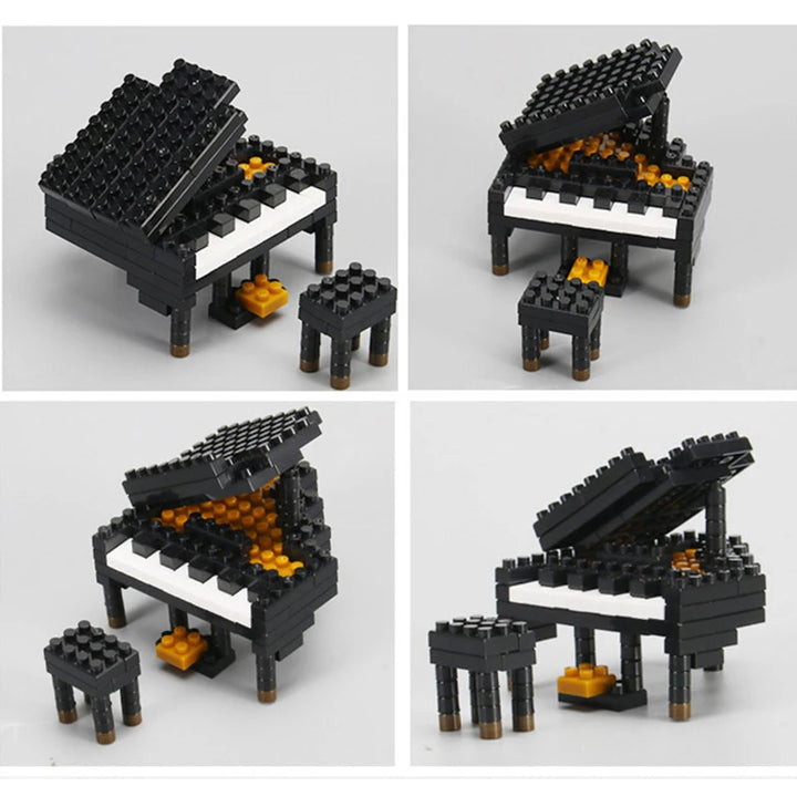MOC Musical Instrument Building Blocks Music Series ABS Plastic Mini Piano Guitar DIY Assembly Bricks Children Educational Toys