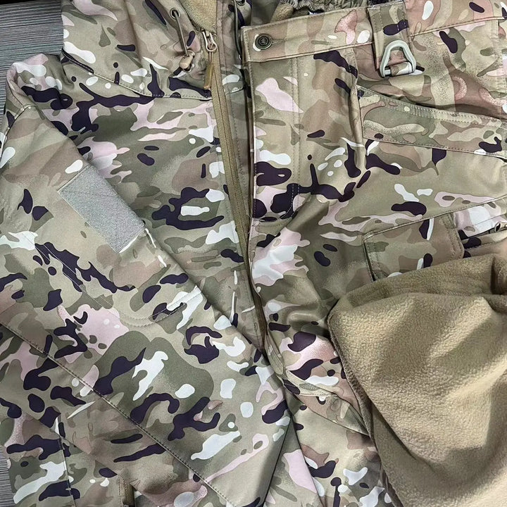 Men's Winter SoftShell Tactical Waterproof Jackets Male Hood Coat Combat Fishing Hiking Camping Climbing Skiing Pants Trousers