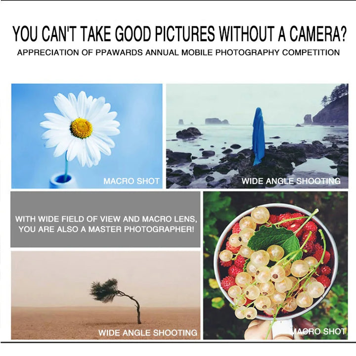 3 in 1 Fisheye Wide Angle Micro Camera Lens for iPhone 0.67X Wide Angle Zoom Fish Eye Len on Smartphone Lenses with Phone Clip