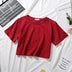 2024 Summer Short Sleeve T Shirts Women Cotton Solid T-shirt O Neck High Waist Crop Top Tee Female Casual Loose T Shirt