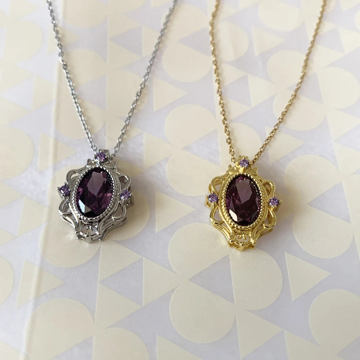 Rapunzel Necklace For Women Girls Fashion Wedding Party Jewelry Accessories Purple Lilac Zirconia Princess Necklace Gift For Her