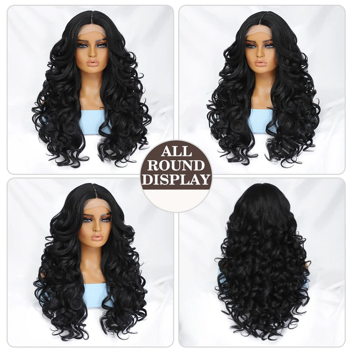Synthetic Black Brown Curly Wig Lace Front Wigs For Women Blonde Orange Female Lace Wig Daily Use 13X4X1 Cosplay Hair
