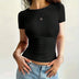 Casual Basic T-Shirts For Women Spring Summer New Short Sleeve O Neck Top Solid Simple Y2k Tees Lady Pullover Crop Tops Street