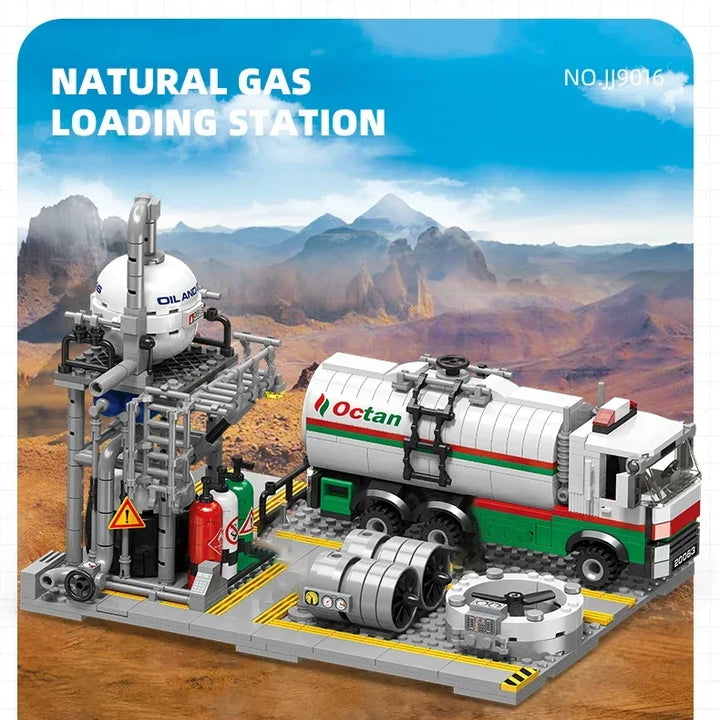 City Street View Building Blocks Natural Gas Storage Center Laboratory Transport Station 3 In 1 Assembly Model Bricks Kids Toys