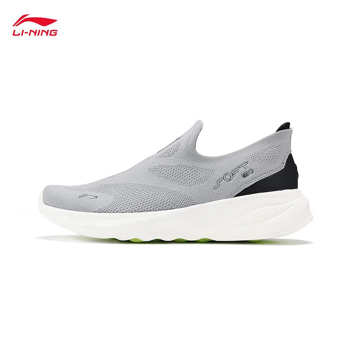 LI-NING Mens SOFT GO 2 Knit Slip-on Casual Walking Shoes Cushion Comfort Stable Mesh Jogging Daily Sports Sneaker AGLV017