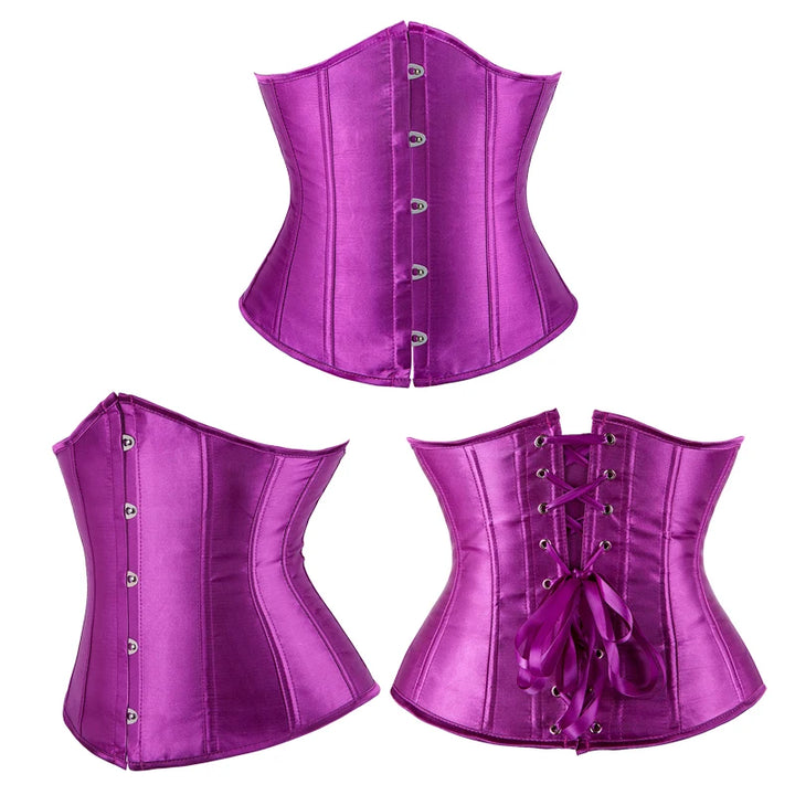 Blue Pink Purple Apricot White Red Brown Black Women Underbust Corset Lace Up Boned Waist Trainer Bustier Bauques Corselet