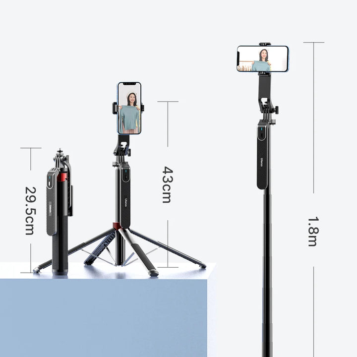 Ulanzi MA09 Smartphone Tripod Bluetooth Selfie Stick Desktop Tripod  for iPhone 12 13 14 GoPro Card Camera Live Streaming Video