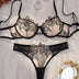 Elegant Black Sexy Nighty Underwire Bra Underwear Set Party Club Night Women Chef Ultrathin Underwear set