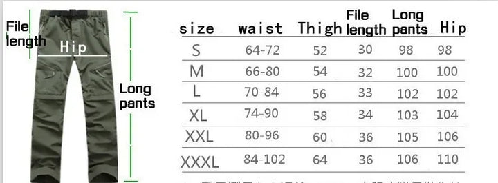 Men Quick Dry Outdoor Pants Removable Hiking&Camping Pants Male Summer Breathable Hunting&Climbing Pants S-XXXL 4 Color