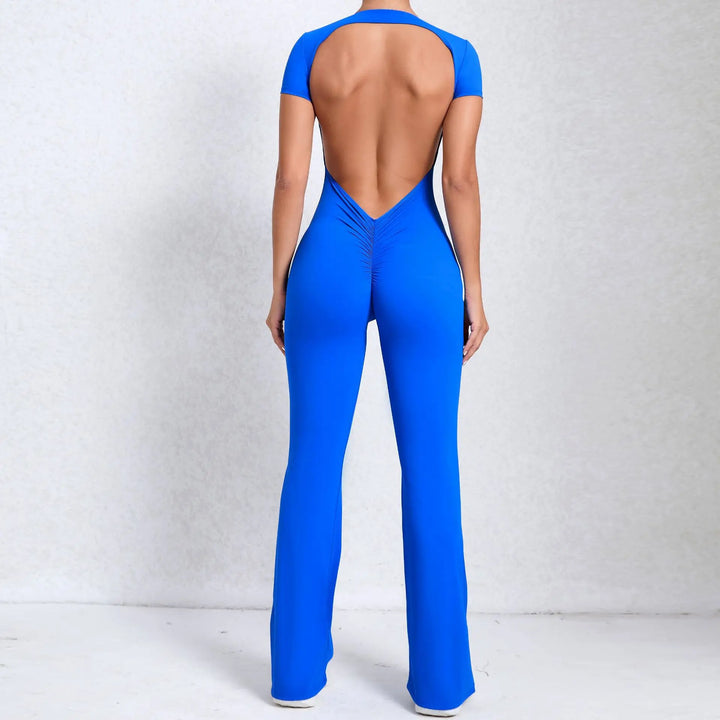 Women Sports Flared Pants Fitness Rompers Stretch Workout Bodysuits Jumpsuit Long Sleeves Gym Set Women's Yoga Suit Sportswear