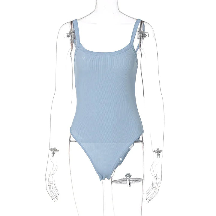 Strap Solid Bodycon Sexy Body Casual Basic White Summer Bodysuit Women Tops Sleeveless Sheer Bodysuits Jumpsuit Slim