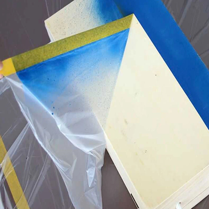 3 Sizes Pre-Taped Masking Film for Auto Painting Covering Tape and Drape Cloth PE Pre-Adhesived Dust Paint Protective Drop Film