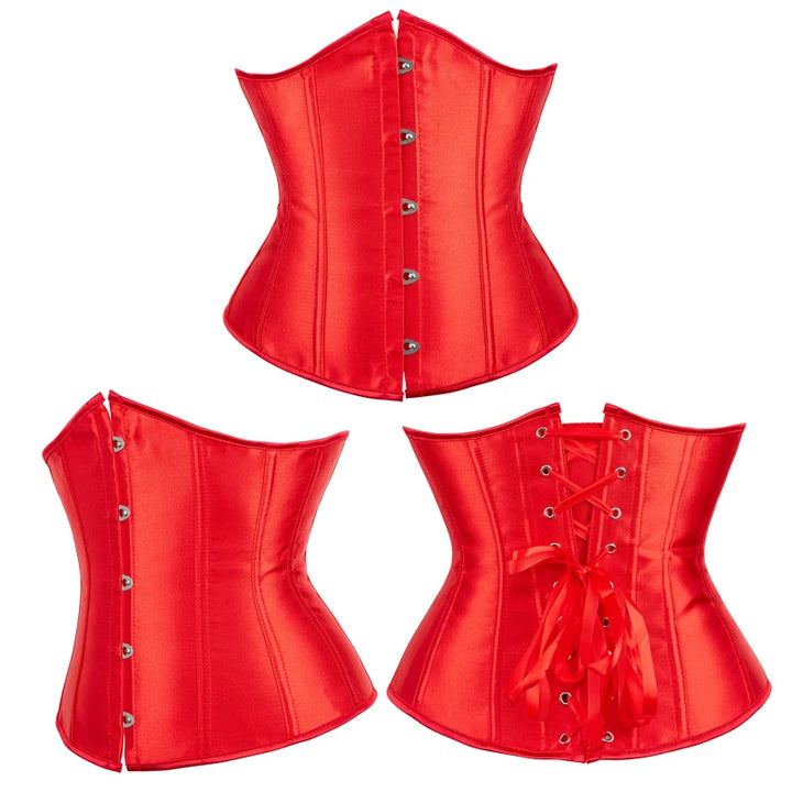 Blue Pink Purple Apricot White Red Brown Black Women Underbust Corset Lace Up Boned Waist Trainer Bustier Bauques Corselet