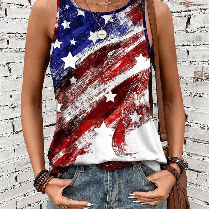 Rock Hip Hop Print Women's Tank Top Summer Street Fashion Women's Crew Neck Tank Top Everyday Casual Women's Sleeveless T-shirt