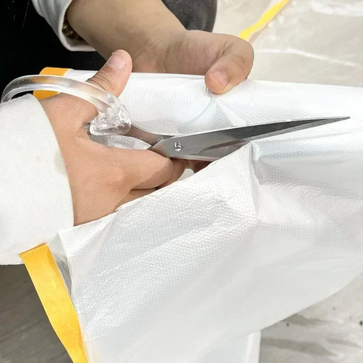 10/30m Disposable Cuttable Dust Film Self-adhesive Dustproof Film Plastic Paint Drop Cloth Sheeting Roll Pre-Taped Masking Films