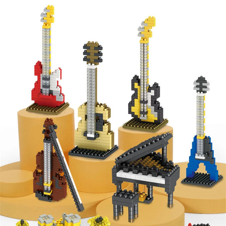 MOC Musical Instrument Building Blocks Music Series ABS Plastic Mini Piano Guitar DIY Assembly Bricks Children Educational Toys