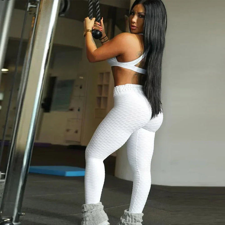 Women High Waist Bubble Leggings Seamless Yoga Leggings High Elastic Hip Liftting Gym Trainning Running Slim Fashion Pants