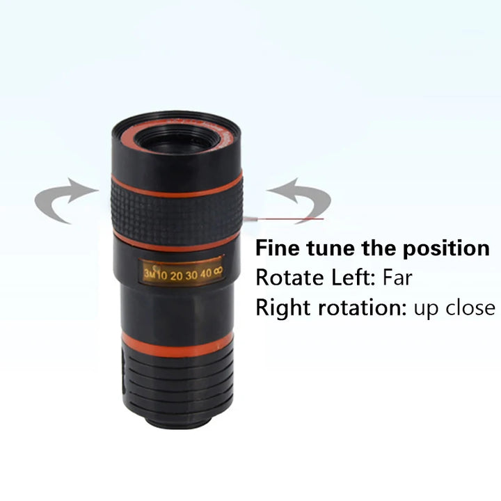 8X Long Focus Mobile Phone Lens 8x HD Zoom Monocular Phone Camera Len External Clip Phone Telescope
