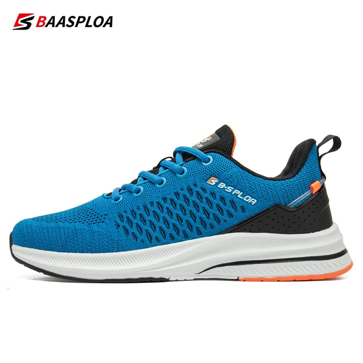 Baasploa New Men Knit Casual Walking Shoes Breathable Trendy Sneakers Original Lightweight Shock Absorption Male Tennis Shoes