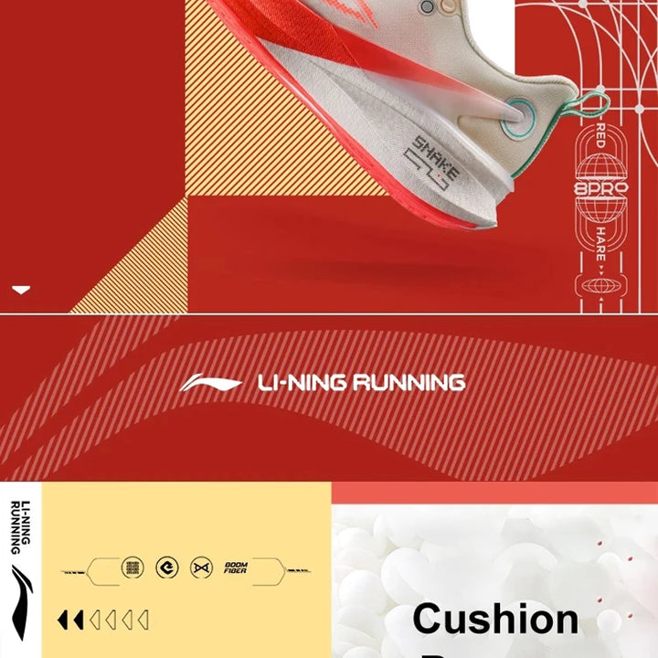Li-Ning Men RED HARE 8 PRO Racing Running Shoes BOOM FIBER Cushion Stable Sport Shoes Light Anti-Slip Wearable Sneakers ARPV003