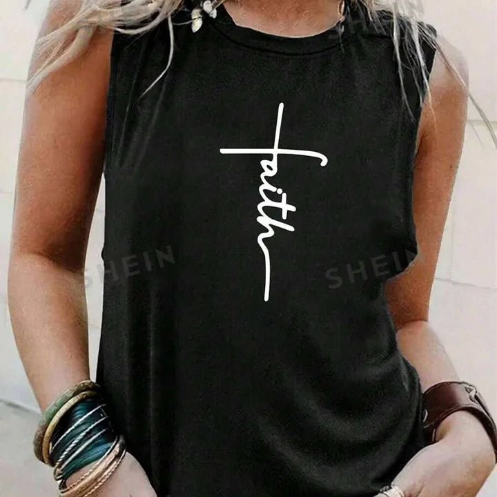 Rock Hip Hop Print Women's Tank Top Summer Street Fashion Women's Crew Neck Tank Top Everyday Casual Women's Sleeveless T-shirt