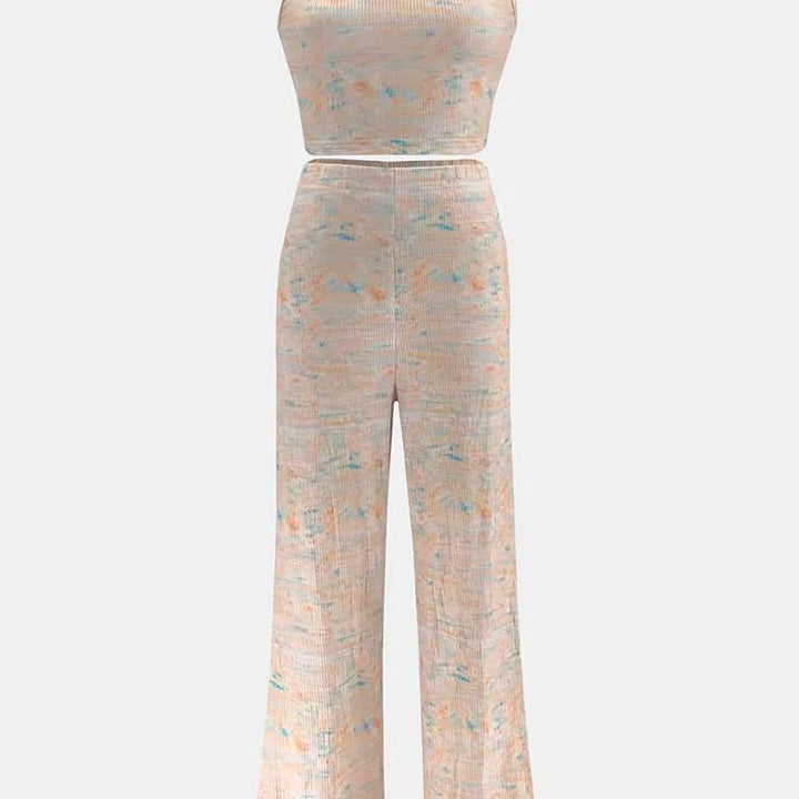 2 Piece Sets Womens Outfits Elegant Stretchy Knitted Summer Suit Sexy Sleeveless Top and Pant Suit Wholesale Dropshipping