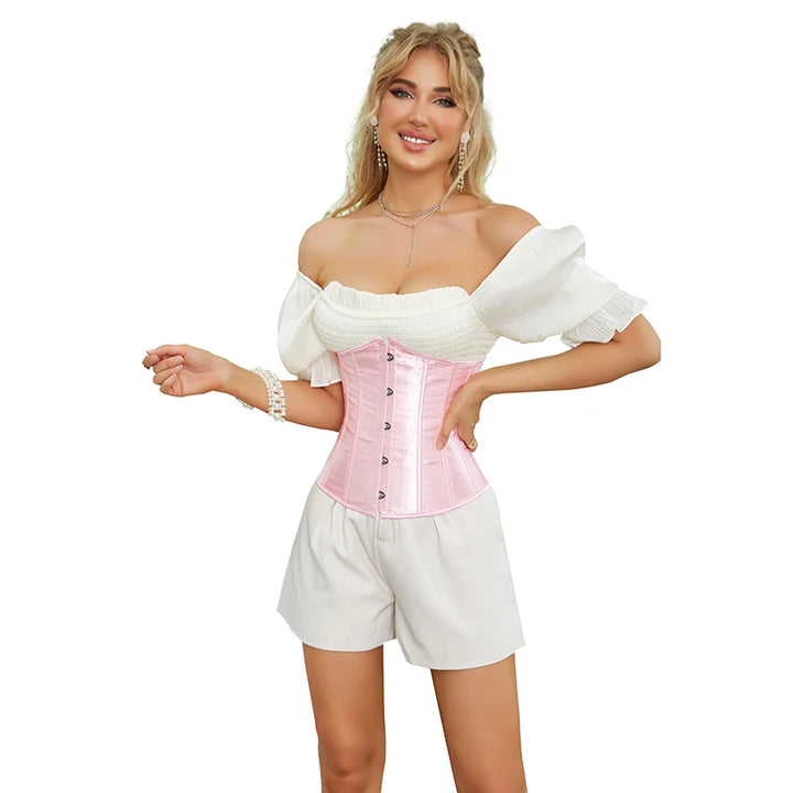 Blue Pink Purple Apricot White Red Brown Black Women Underbust Corset Lace Up Boned Waist Trainer Bustier Bauques Corselet