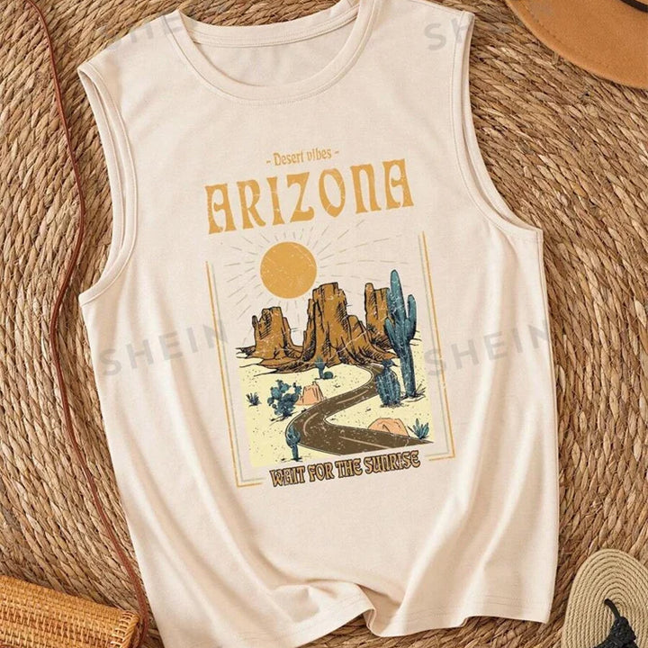 Rock Hip Hop Print Women's Tank Top Summer Street Fashion Women's Crew Neck Tank Top Everyday Casual Women's Sleeveless T-shirt