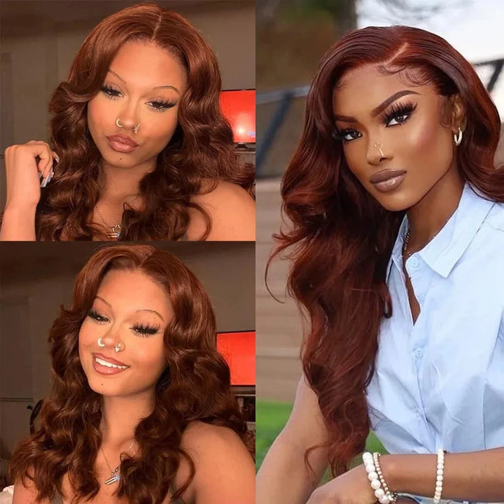 #4 Chocolate Brown Wig Body Wave 13x4 HD Transparent Lace Front Human Hair Wigs Biazilian Colored Wigs For Women