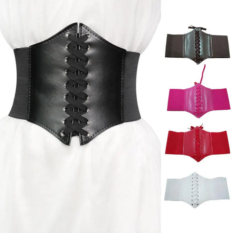 Women Corset Wide Belt Pu Leather Slim Waist Body Shaper Female Shaping Girdle High Elastic Waist Belt Cummerbunds Gothic Y2k
