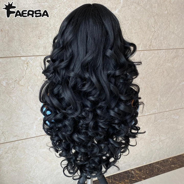 Synthetic Black Brown Curly Wig Lace Front Wigs For Women Blonde Orange Female Lace Wig Daily Use 13X4X1 Cosplay Hair