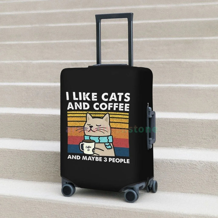 I Like Cats And Coffee Luggage Cover Suitcase Protector Thicken Elasticity Dust Covered Anti-scratch Protective Case 18-32 Inch