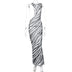 DGLUKE Zebra Long Beach Dress Cover-Up Sexy Transparent Mesh Maxi Dress Cut Out Bodycon Summer Holiday Vacation Dress Women 2024