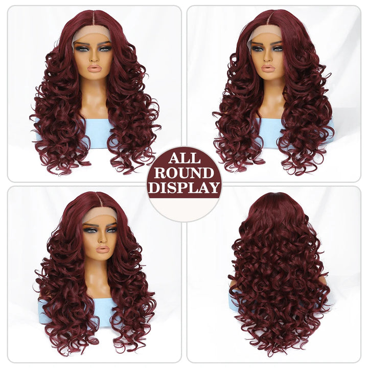 Synthetic Black Brown Curly Wig Lace Front Wigs For Women Blonde Orange Female Lace Wig Daily Use 13X4X1 Cosplay Hair
