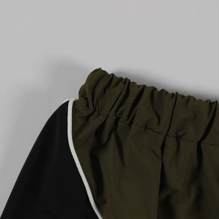 FLARORA Fashion Patchwork 2Pcs Sets Woman Long Sleeve Zipper Irregular Crop Jacket And Skinny Mini Skirts Streetwear Outfits New