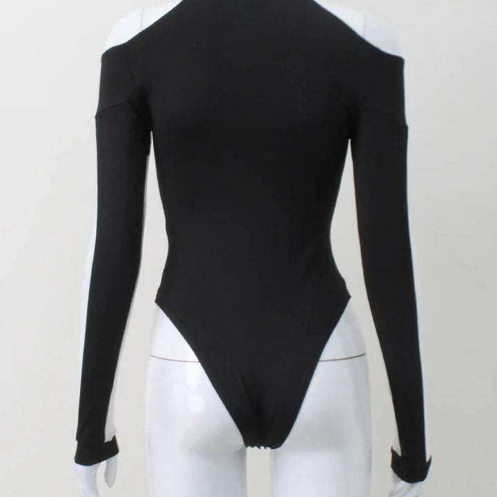 Huhugirl Mesh See Through Skinny Sexy Bodysuits Women Fashion Patchwork Long Sleeve Sheath Rompers Female Jumpsuits Tops Tees