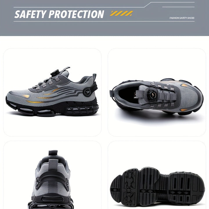 Unisex Professional Steel Toe & Puncture Proof Work Boots, Comfy Non Slip Cushioned Shock Absorption Safety Shoes, Men's Outdoor Footwear