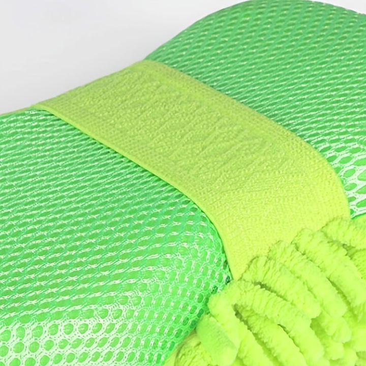 1pc Car Wash Mitt Chenille Microfiber Wash Sponge Scratch Free, Ultra Absorbent Microfiber Waffle Drying Towel For Car Detailing, Green, 9.05in*5.11in*2.75in