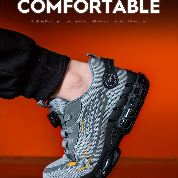 Unisex Professional Steel Toe & Puncture Proof Work Boots, Comfy Non Slip Cushioned Shock Absorption Safety Shoes, Men's Outdoor Footwear