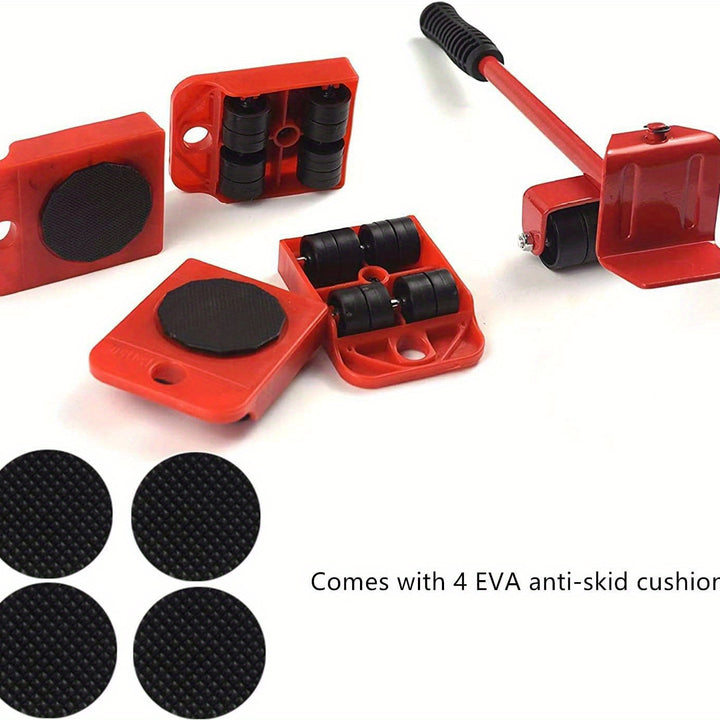 Set Of 5, Furniture Lifter, 9.91cm X 7.8cm Furniture Slides Kit, Furniture Move Roller Tools, 360 Degree Rotatable Pads, Easily Redesign And Rearrange Living Space Sofa Easy, Plastic And Carbon Steel