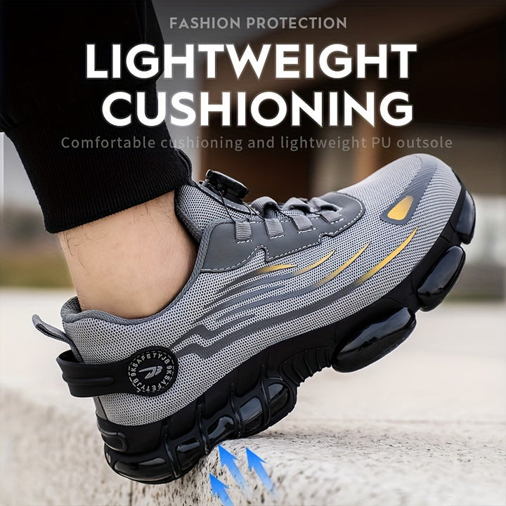 Unisex Professional Steel Toe & Puncture Proof Work Boots, Comfy Non Slip Cushioned Shock Absorption Safety Shoes, Men's Outdoor Footwear
